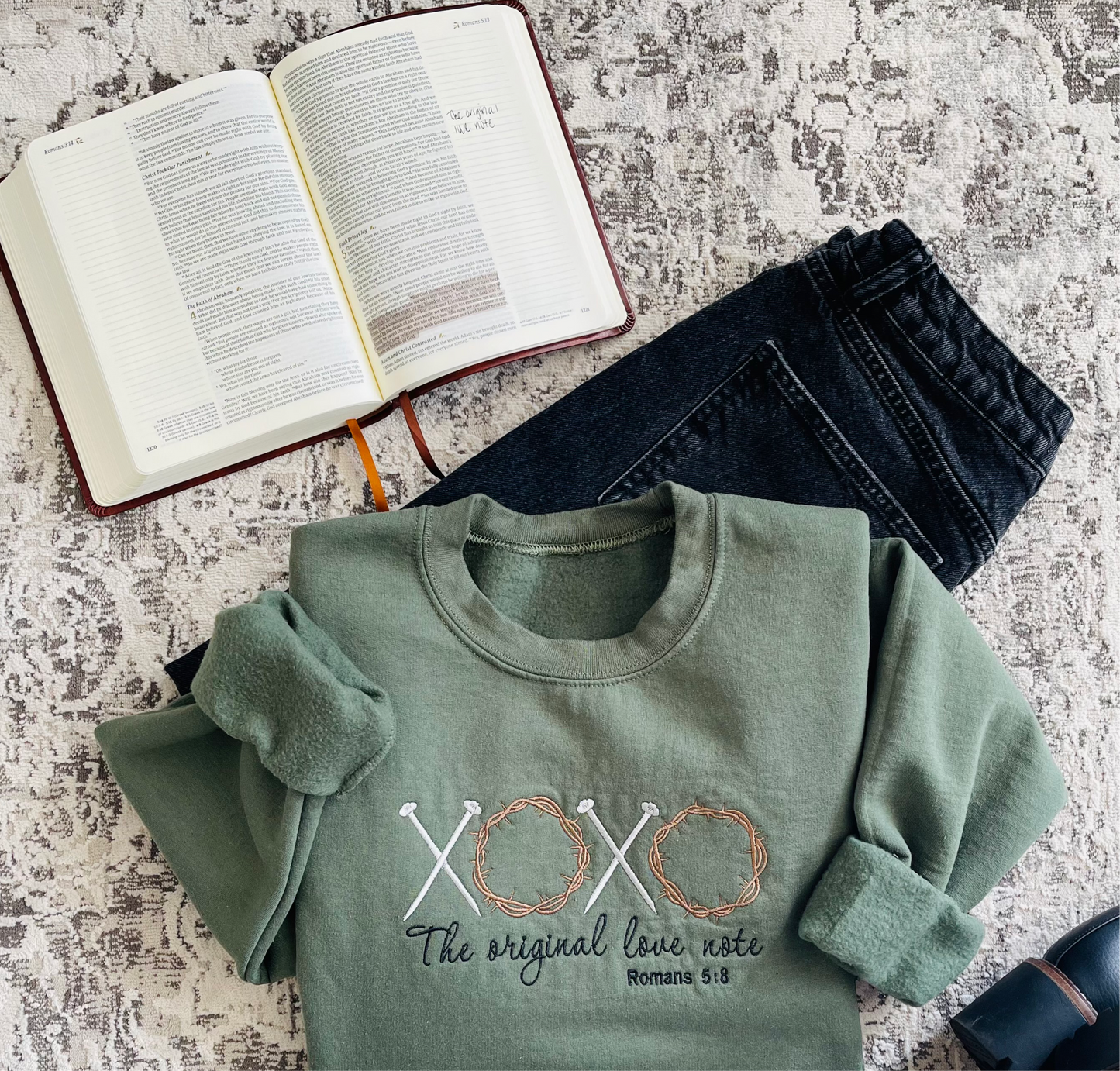 Liz Creations: The original love note, Christian Sweatshirt, Easter gift, valentines day gift